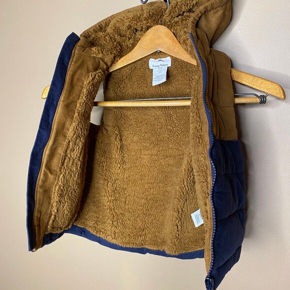 Boys 2T Corduroy Fleece Lined Tommy Bahama Puffer Vest With Hood - Picture 8 of 10